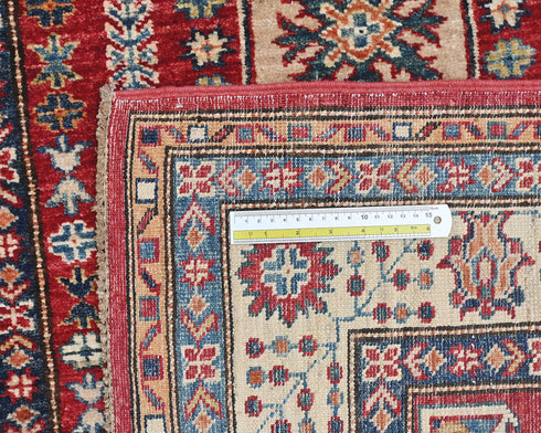 3x5 Red Kazak Afghan Hand Knotted Geometric Wool Area Rug